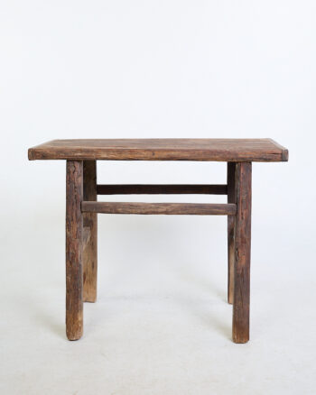 Antique Rustic Wood Console Side Table with Weathered Finish