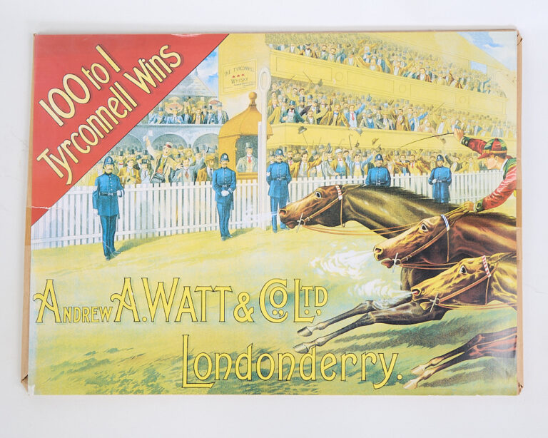 Tyrconnell Whisky Advertisement Print with Horse Racing Scene