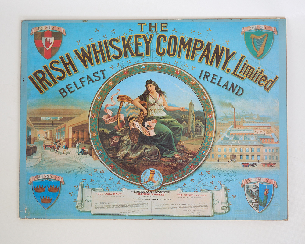 Vintage Irish Whiskey Company Advertising Poster Belfast Ireland
