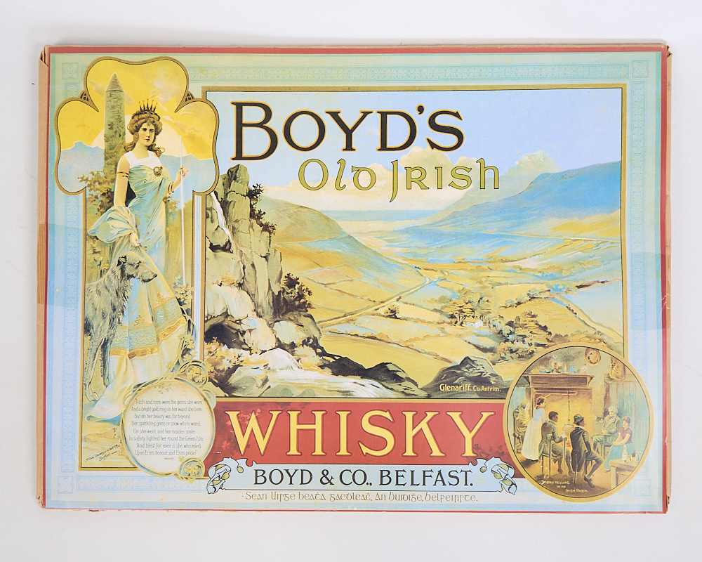 Vintage Boyd’s Old Irish Whisky Advertising Print with Glenariff & Hibernia Scene
