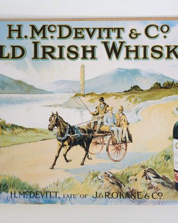 Vintage H. McDevitt & Co. Old Irish Whisky Advertising Poster