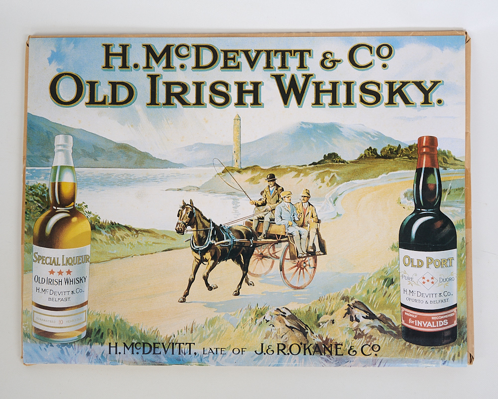 Vintage H. McDevitt & Co. Old Irish Whisky Advertising Poster