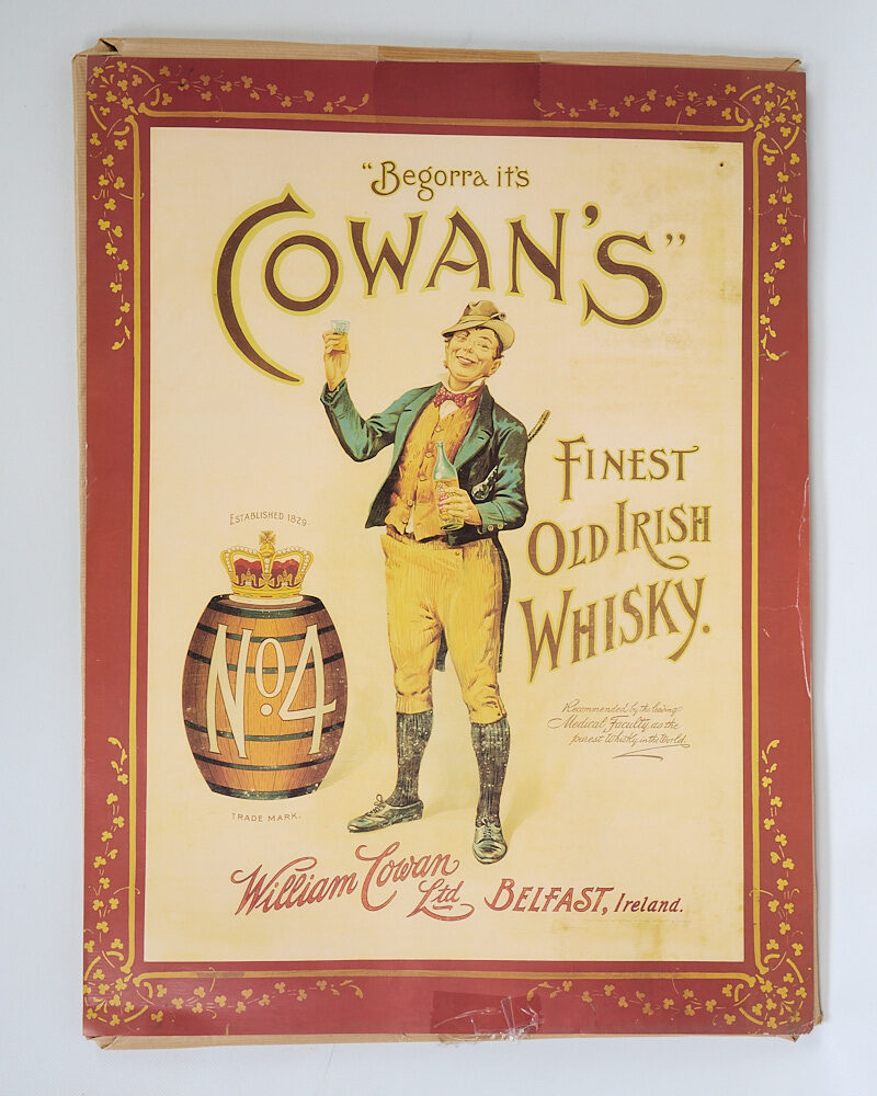 Vintage William Cowan Irish Whisky Advertising Poster