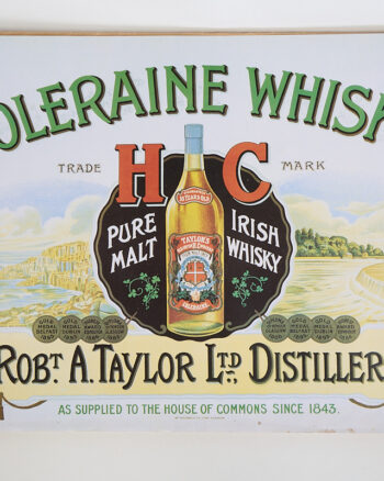 Vintage Coleraine Irish Whisky Advertising Poster with Medals