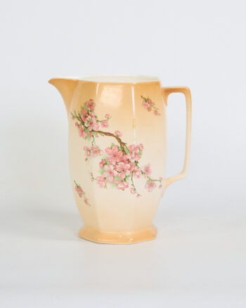 Vintage Ceramic Pitcher with Cherry Blossom Floral Decor