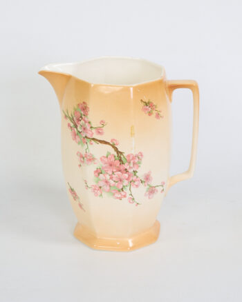 Vintage Ceramic Pitcher with Cherry Blossom Floral Decor