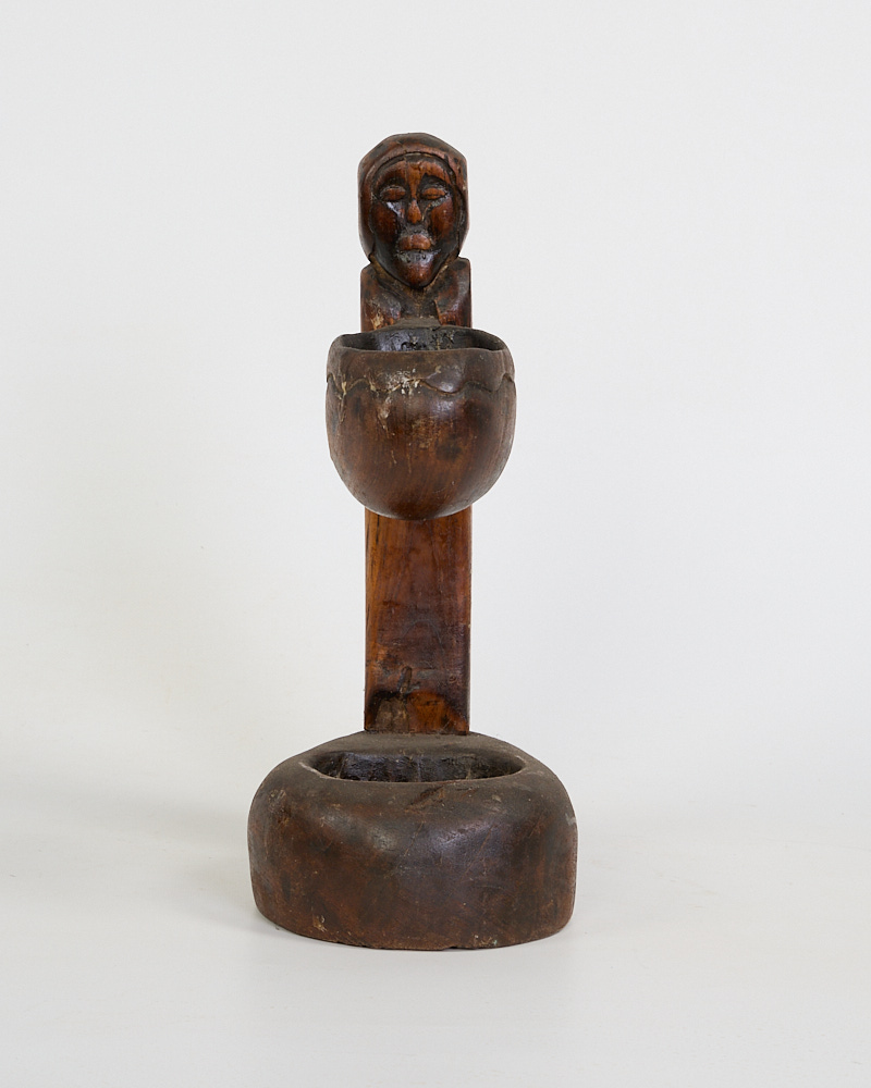 Vintage Hand-Carved African Figural eith bowl