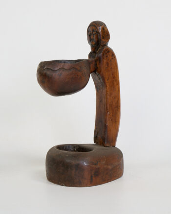 Vintage Hand-Carved African Figural eith bowl