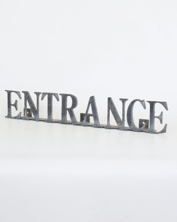 Vintage Industrial Cast Iron Entrance Sign with Mounting Holes