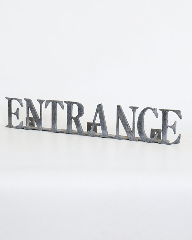 Vintage Industrial Cast Iron Entrance Sign with Mounting Holes
