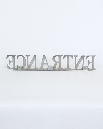 Vintage Industrial Cast Iron Entrance Sign with Mounting Holes