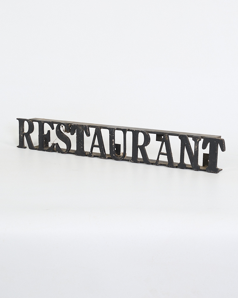 Retro Cast Alloy  ‘RESTAURANT’ Sign with Bold Black Finish