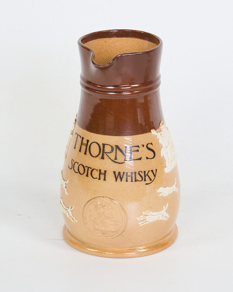 Vintage Thorne's Scotch Whisky Stoneware Jug with Hunting Scene
