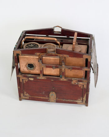 Antique Japenese copper sake warmer with laquer box set