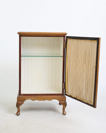Edwardian Wooden Display Cabinet with Brass Lattice Door