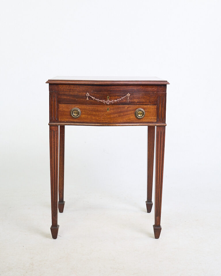 Antique Georgian Mahogany Cutlery Cabinet with Full Silverware Set