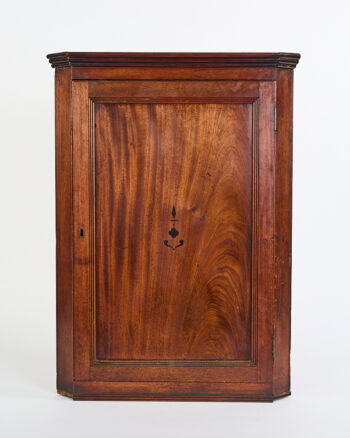 Antique Georgian Mahogany Corner Wall Cabinet with Inlay