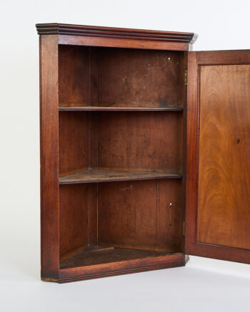 Antique Georgian Mahogany Corner Wall Cabinet with Inlay