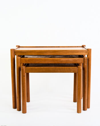Mid-Century Teak Nesting Tables Set of 3 with Square Tops