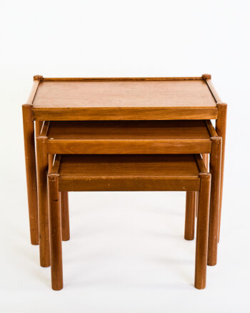 Mid-Century Teak Nesting Tables Set of 3 with Square Tops