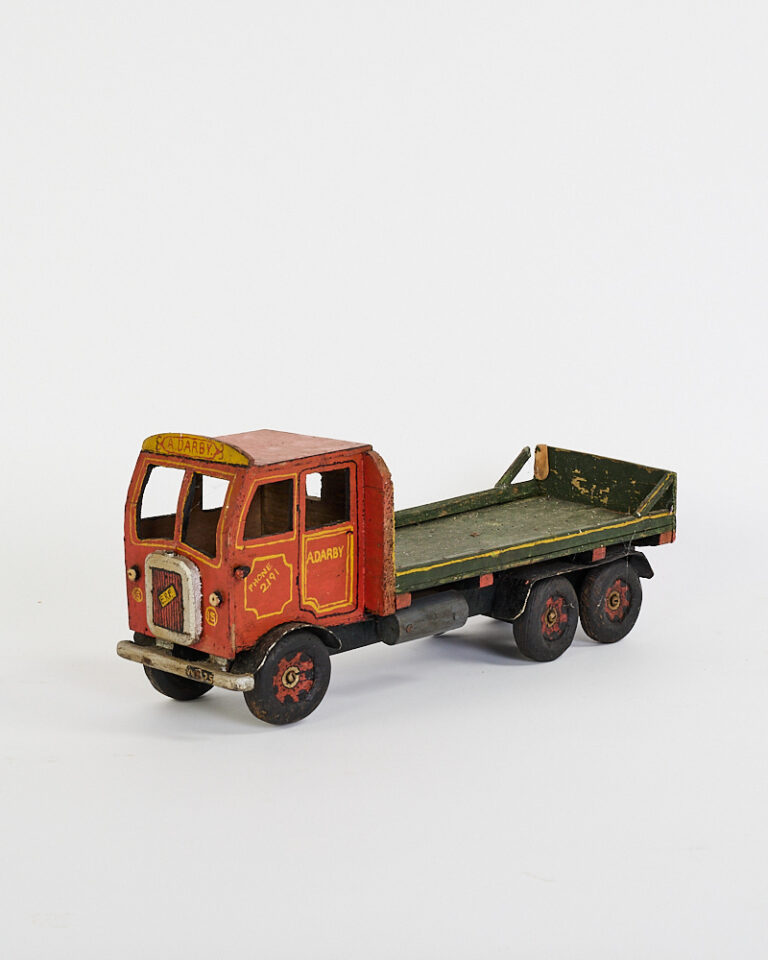 Vintage Wooden A. Darby ERF Lorry Toy Truck with Red Cab