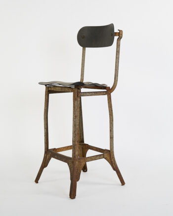 Vintage Industrial Metal Stool with Grey Seat