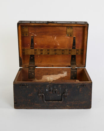Vintage Wooden Utility Box with Stencilled ‘6’ and Metal Hardware