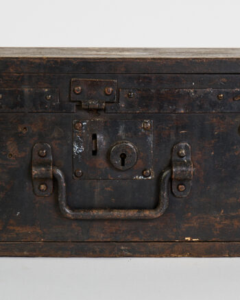 Vintage Wooden Utility Box with Stencilled ‘6’ and Metal Hardware