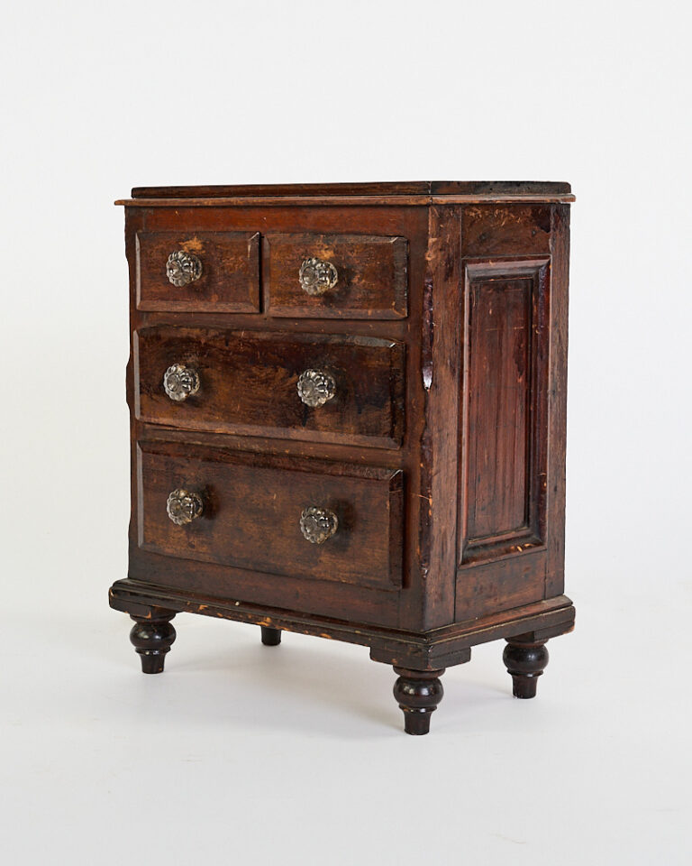 Victorian Antique apprentice piece Chest of Drawers with Glass Pulls