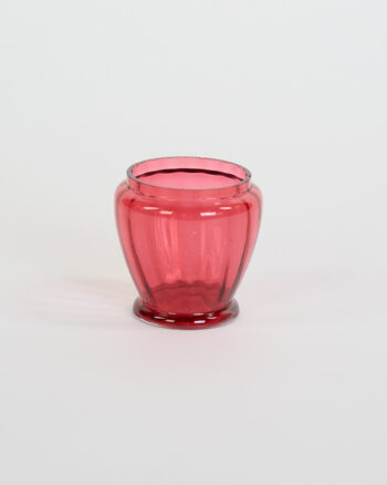 Retro Red Fluted Glass Decorative Pot