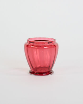 Retro Red Fluted Glass Decorative Pot