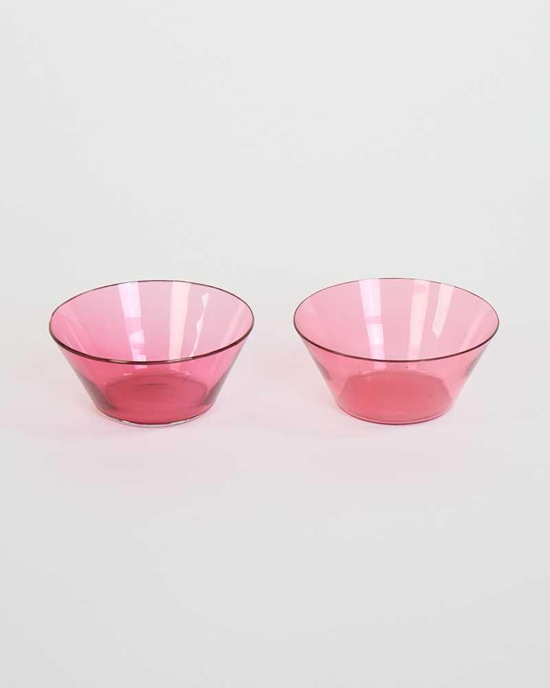 Pair of Pink Glass Dessert Bowls
