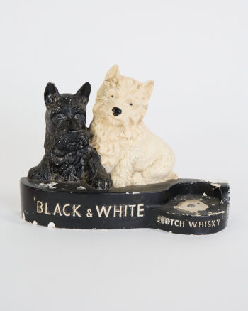 Vintage Black & White Scotch Whisky Ceramic Ashtray with Terriers