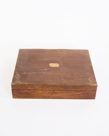Vintage Mappin & Webb Oak Cutlery Canteen Box with Brass Plaque