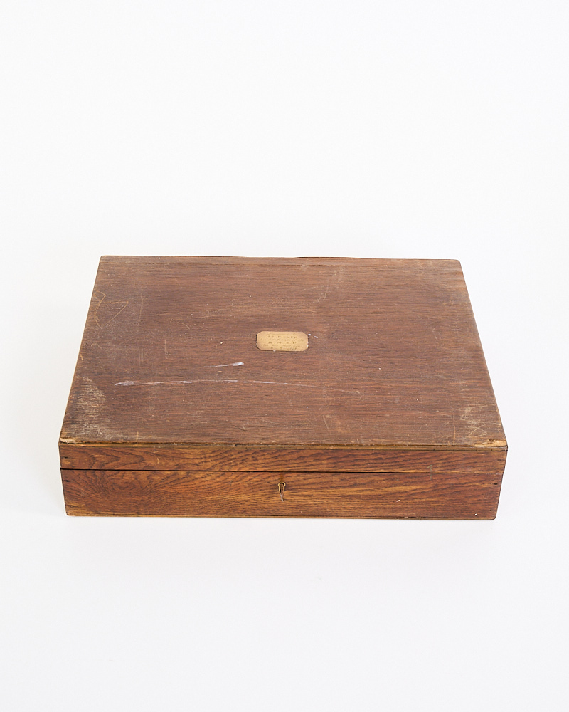 Vintage Mappin & Webb Oak Cutlery Canteen Box with Brass Plaque