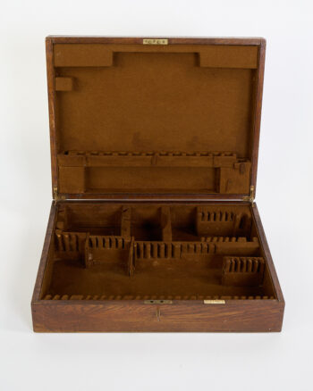 Vintage Mappin & Webb Oak Cutlery Canteen Box with Brass Plaque