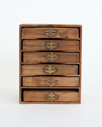 Vintage Kingsley Machine Co. Wood Storage Cabinet with 6 Drawers