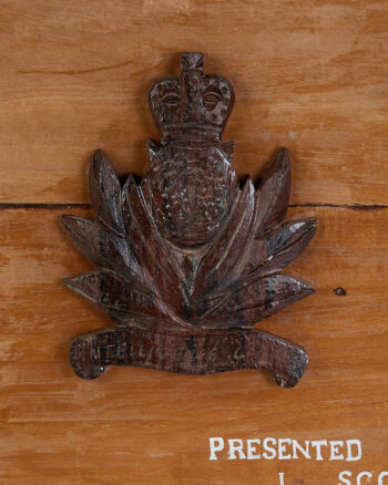 Commemorative Military Wood Plaque with Carved Marlin & Insignia