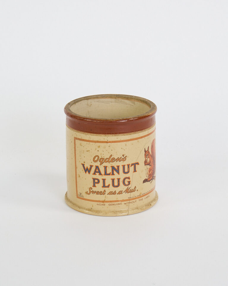 Vintage Ogden's Walnut Plug Ceramic Tobacco Jar with Squirrel