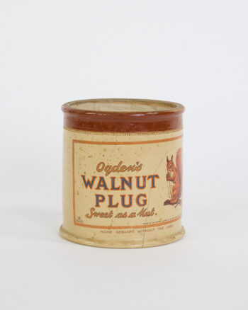 Vintage Ogden’s Walnut Plug Ceramic Tobacco Jar with Squirrel