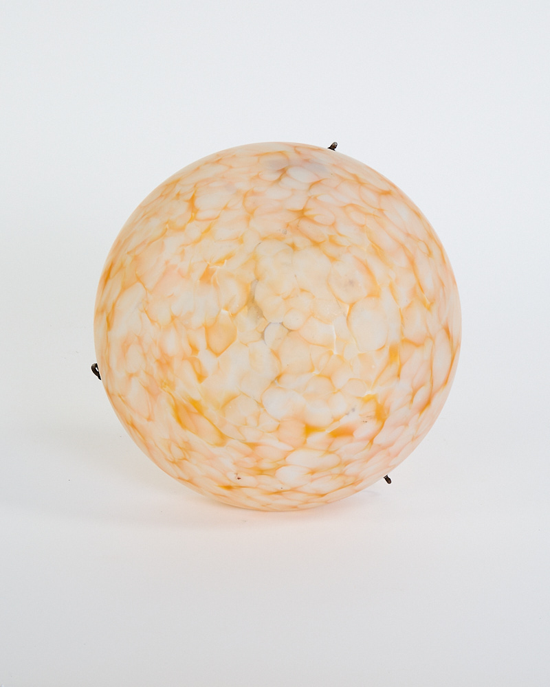 Art Deco Orange & Cream Mottled Glass Bowl Light Shade