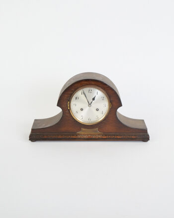 Edwardian Wooden Mantel Clock with Silver Dial