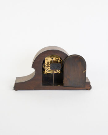 Edwardian Wooden Mantel Clock with Silver Dial