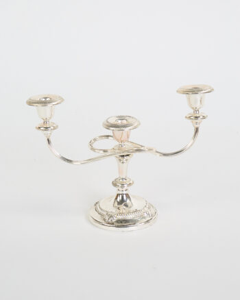 Vintage Silver-Plated Three-Arm Candelabra with Ornate Base