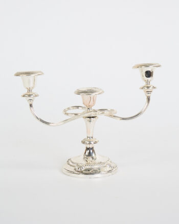 Vintage Silver-Plated Three-Arm Candelabra with Ornate Base