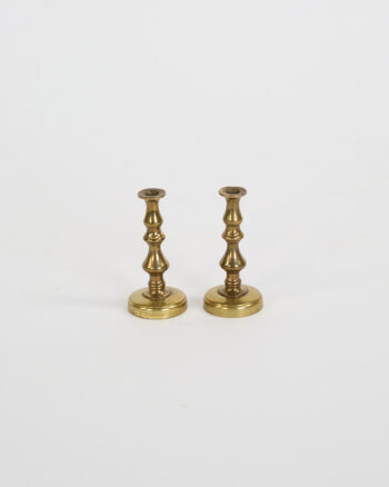 Antique Brass Candlesticks with Classical Turned Design