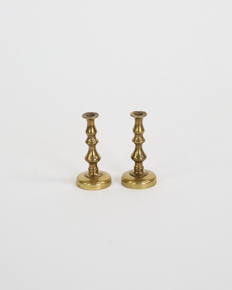 Antique Brass Candlesticks with Classical Turned Design