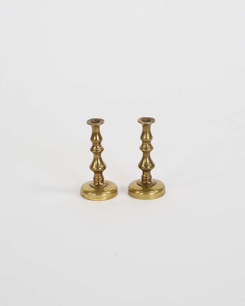 Antique Brass Candlesticks with Classical Turned Design