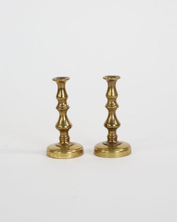 Antique Brass Candlesticks with Classical Turned Design