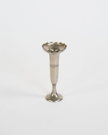 Vintage Silver Trumpet Vase with Scalloped Rim